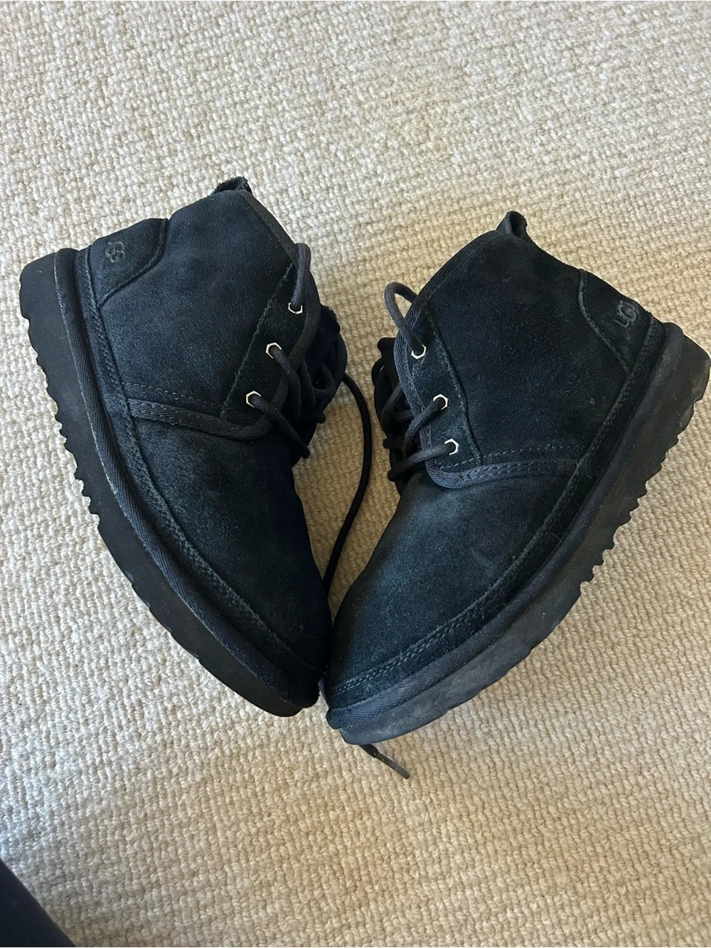 UGG Kids Black Suede Lace-Up Ankle Boots